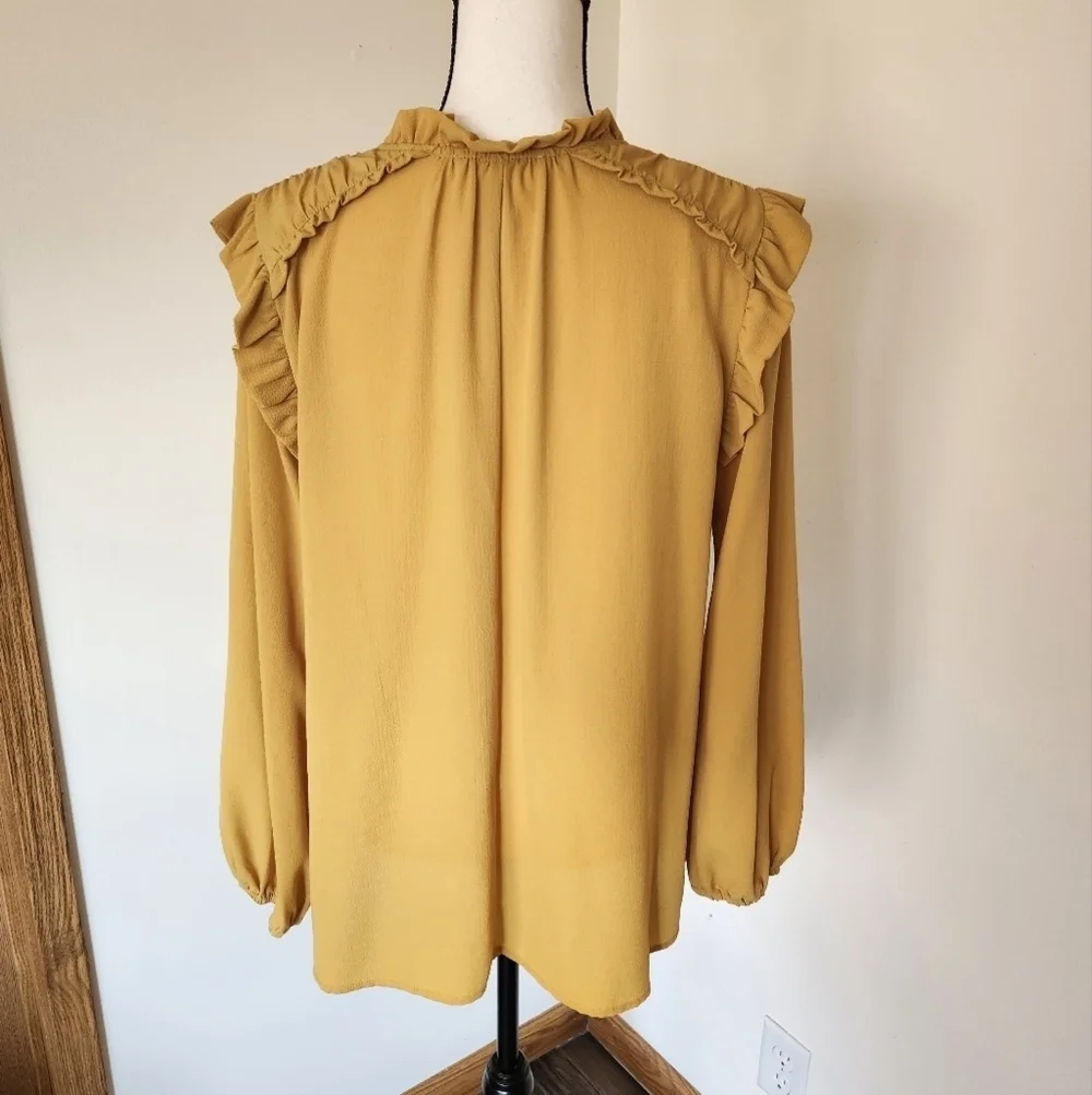 Andree By Unit Mustard Ruffle Shirt - Picture 5 of 6